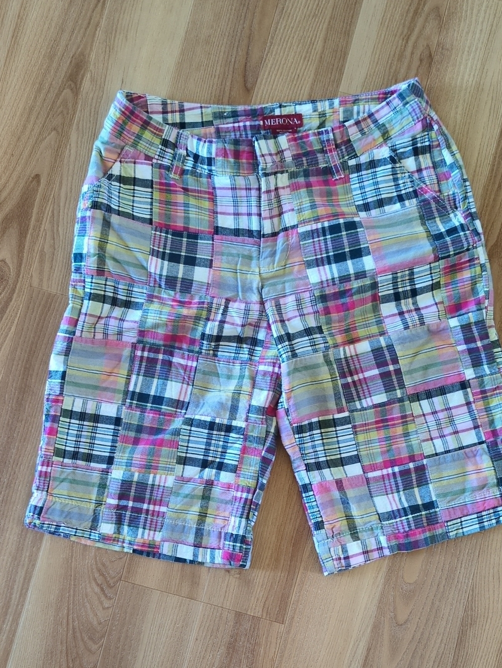 Merona Multicolor Patchwork Plaid Bermuda Shorts